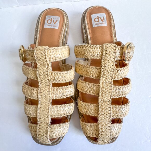 Dolce Vita Falcun Raffia Buckle Sandals Natural 8.5 - Picture 3 of 10